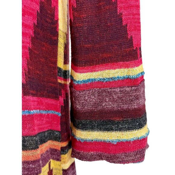 Free People Hooded Long Multicolor Cardigan | Boho Coastal Cowgirl Tribal Indie - Picture 11 of 16